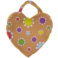 Floral Flowers Retro Giant Heart Shaped Tote