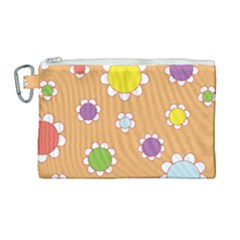 Floral Flowers Retro Canvas Cosmetic Bag (large)