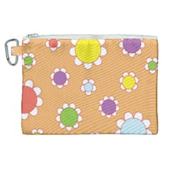 Floral Flowers Retro Canvas Cosmetic Bag (xl)