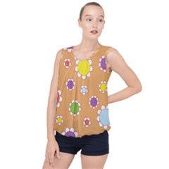 Floral Flowers Retro Bubble Hem Chiffon Tank Top