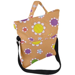 Floral Flowers Retro Fold Over Handle Tote Bag