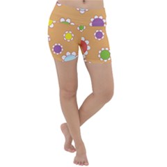 Floral Flowers Retro Lightweight Velour Yoga Shorts