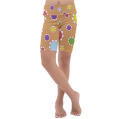 Floral Flowers Retro Kids  Lightweight Velour Cropped Yoga Leggings