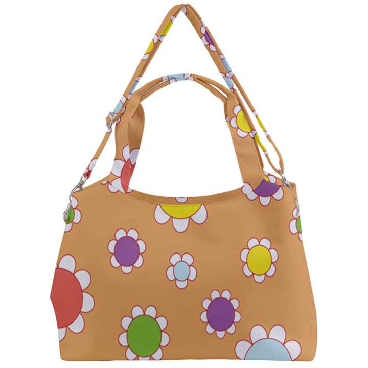 Floral Flowers Retro Double Compartment Shoulder Bag