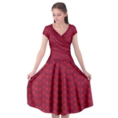 Red Hearts Cap Sleeve Wrap Front Dress by 1dsign