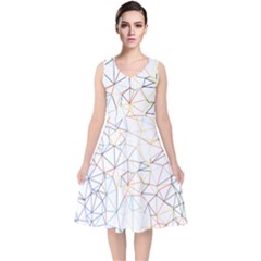 Geometric Pattern Abstract Shape V-neck Midi Sleeveless Dress  by Mariart