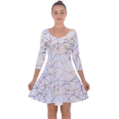 Geometric Pattern Abstract Shape Quarter Sleeve Skater Dress