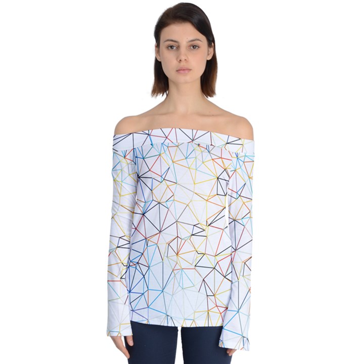 Geometric Pattern Abstract Shape Off Shoulder Long Sleeve Top