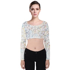 Geometric Pattern Abstract Shape Velvet Long Sleeve Crop Top