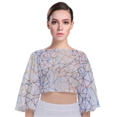 Geometric Pattern Abstract Shape Tie Back Butterfly Sleeve Chiffon Top