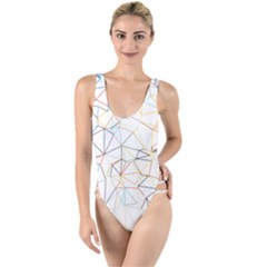 Geometric Pattern Abstract Shape High Leg Strappy Swimsuit