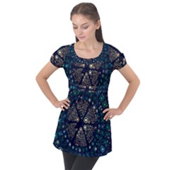 Design Background Modern Puff Sleeve Tunic Top