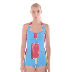 Ice Cream Boyleg Halter Swimsuit  by Mariart