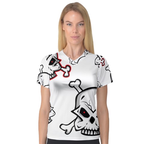 Illustration Vector Skull V-neck Sport Mesh Tee by Mariart