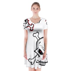 Illustration Vector Skull Short Sleeve V-neck Flare Dress by Mariart