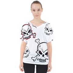 Illustration Vector Skull V-neck Dolman Drape Top by Mariart