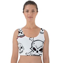 Illustration Vector Skull Velvet Crop Top