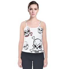 Illustration Vector Skull Velvet Spaghetti Strap Top