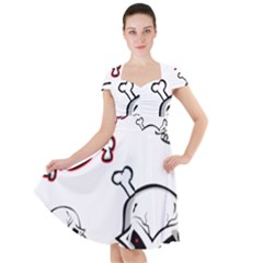 Illustration Vector Skull Cap Sleeve Midi Dress