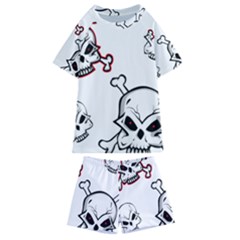 Illustration Vector Skull Kids  Swim Tee And Shorts Set