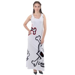 Illustration Vector Skull Sleeveless Velour Maxi Dress