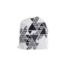 Gray Triangle Puzzle Drawstring Pouch (small) by Mariart