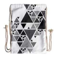 Gray Triangle Puzzle Drawstring Bag (large) by Mariart