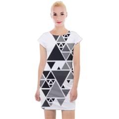 Gray Triangle Puzzle Cap Sleeve Bodycon Dress