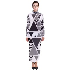 Gray Triangle Puzzle Turtleneck Maxi Dress by Mariart