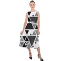 Gray Triangle Puzzle Midi Tie-Back Chiffon Dress View1