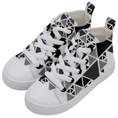 Gray Triangle Puzzle Kids  Mid-top Canvas Sneakers