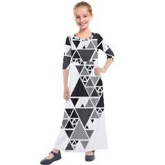 Gray Triangle Puzzle Kids  Quarter Sleeve Maxi Dress