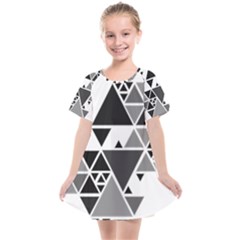 Gray Triangle Puzzle Kids  Smock Dress