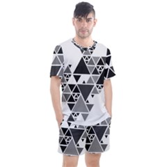 Gray Triangle Puzzle Men s Mesh Tee And Shorts Set