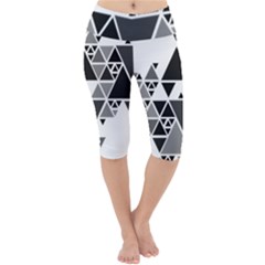 Gray Triangle Puzzle Lightweight Velour Cropped Yoga Leggings