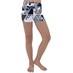 Gray Triangle Puzzle Kids  Lightweight Velour Yoga Shorts