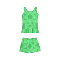 Green Magenta Wallpaper Seamless Pattern Kids  Boyleg Swimsuit