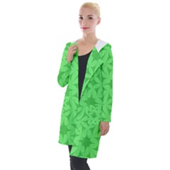 Green Magenta Wallpaper Seamless Pattern Hooded Pocket Cardigan