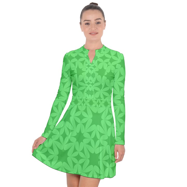 Green Magenta Wallpaper Seamless Pattern Long Sleeve Panel Dress