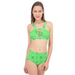 Green Magenta Wallpaper Seamless Pattern Cage Up Bikini Set by Mariart