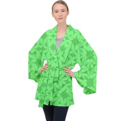 Green Magenta Wallpaper Seamless Pattern Velvet Kimono Robe by Mariart