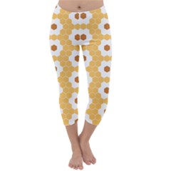 Hexagon Honeycomb Capri Winter Leggings  by Mariart