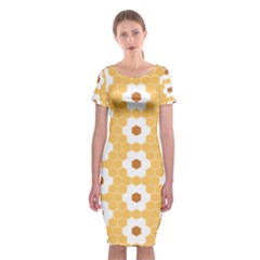 Hexagon Honeycomb Classic Short Sleeve Midi Dress by Mariart