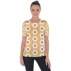 Hexagon Honeycomb Shoulder Cut Out Short Sleeve Top