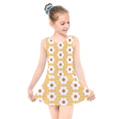 Hexagon Honeycomb Kids  Skater Dress Swimsuit by Mariart