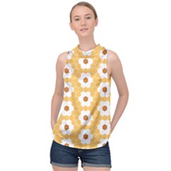 Hexagon Honeycomb High Neck Satin Top