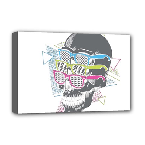 Illustration Skull Rainbow Deluxe Canvas 18  X 12  (stretched) by Mariart