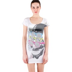 Illustration Skull Rainbow Short Sleeve Bodycon Dress by Mariart