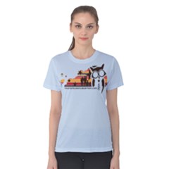 Dreamscape Owl (blue Solid) Women s Cotton Tee