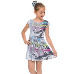 Illustration Skull Rainbow Kids  Cap Sleeve Dress